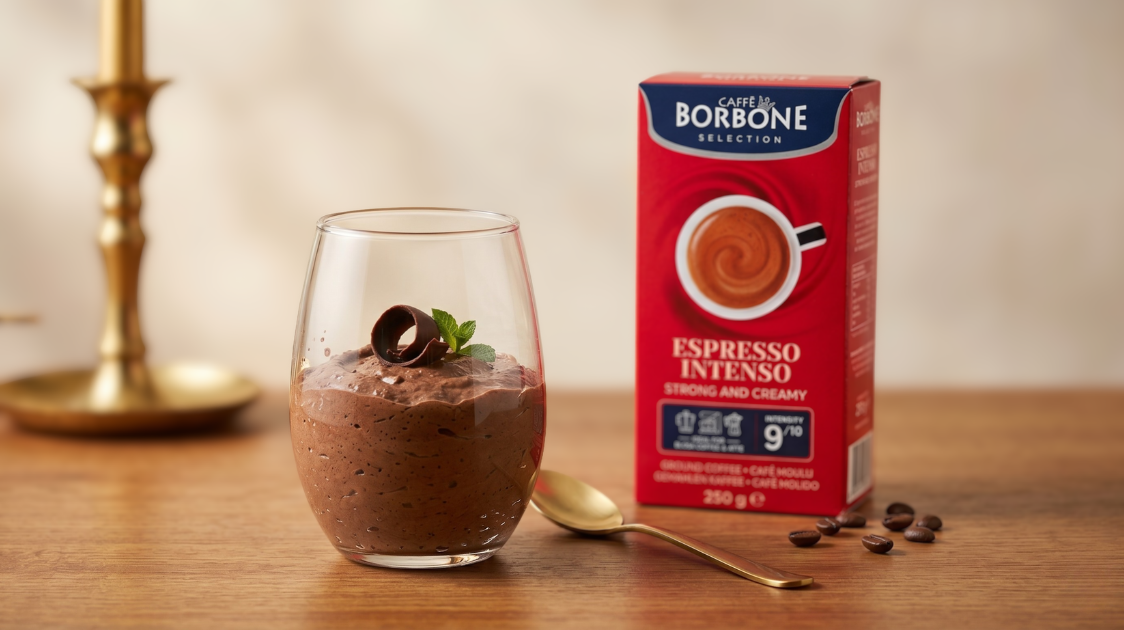 Photo of Chocolate Espresso Mousse and Caffe Borbone coffee for Espresso Mousse Recipe 